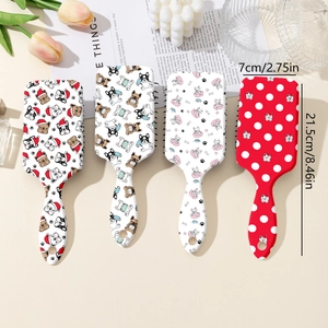 Brosses à cheveux à coussin d'air imprimé Bouledogue Français avec picots de massage 21,5cm