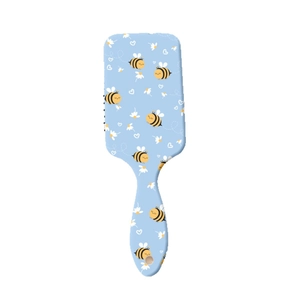 Spazzola per capelli blu con cuscinetto d'aria e stampe di api e fiori per cura quotidiana