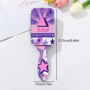 Purple and pink gradient KPOP air cushion massage hairbrush with trendy fashion prints