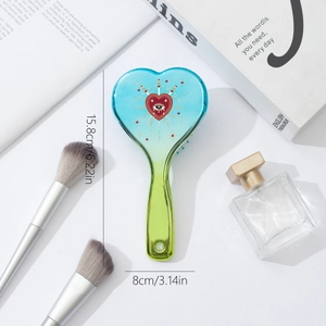 Bohemian heart-shaped air cushion hairbrush with blue-green gradient and occult pattern