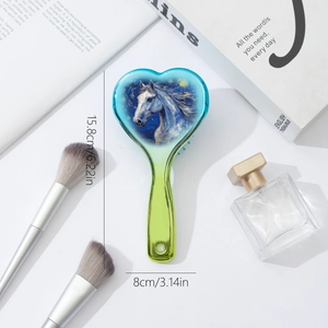 Brosse à cheveux en forme de cœur avec peinture de cheval blanc et manche dégradé