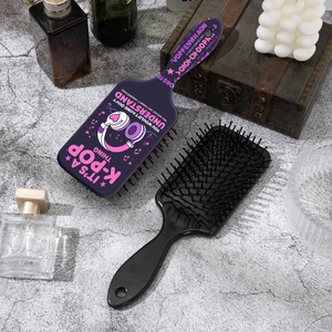 Set of two K-pop print air cushion hairbrushes for scalp massage and styling