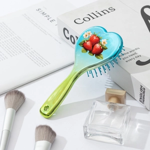 Peigne à Coussin d'Air en Forme de Cœur Fraise ABS Dégradé Bleu Vert Brosse à Cheveux Démêlante Massage pour Enfants Femmes Beauté