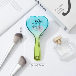 Brosse à cheveux en cœur avec imprimé chaton et dégradé bleu-vert, 15,8 cm