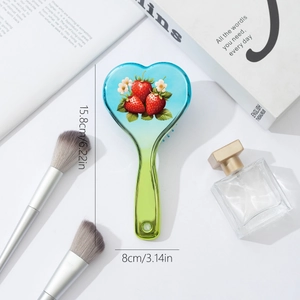 Brosse à cheveux en forme de cœur avec imprimé fraise et manche dégradé bleu-vert