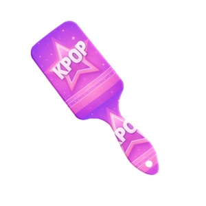 Purple and pink gradient air cushion hairbrush featuring a trendy KPOP star print