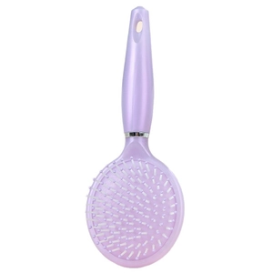 Ergonomic lavender massage hairbrush with soft air cushion and round tipped bristles