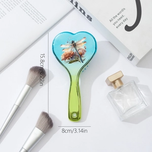 Gradient heart-shaped hair brush with dragonfly design and comfortable air cushion