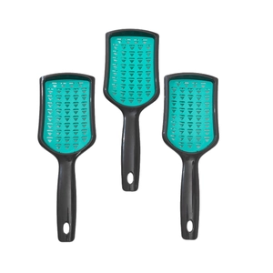 Three-piece vented hair brush set with ergonomic anti-slip handles and hanging holes