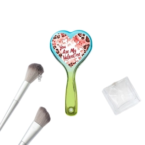 Leopard heart cushion hairbrush with teal gradient handle and Valentine's Day design