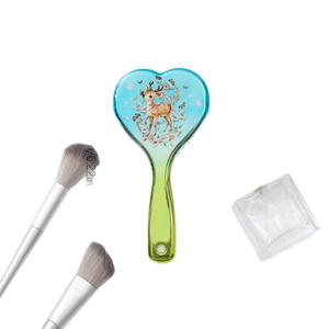 6.22-inch heart-shaped massage hairbrush with deer pattern and blue-green gradient