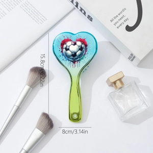 Colorful heart-shaped air cushion hair brush with gradient football graffiti art pattern