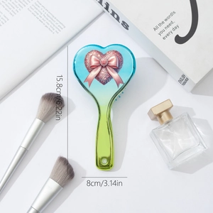 Gradient heart shape air cushion hair brush with pink bow sequins for Valentine gift