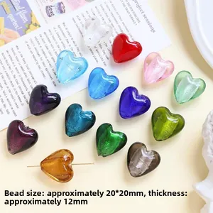 Colorful 20mm heart glass beads for DIY jewelry making with transparent finish