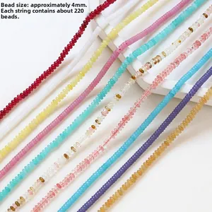 Close-up of 4mm colorful flat round agate beads for DIY jewelry making, 220pcs per strand