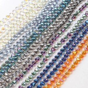 Colorful aurora heart-shaped glass beads for DIY necklaces and handmade jewelry crafts