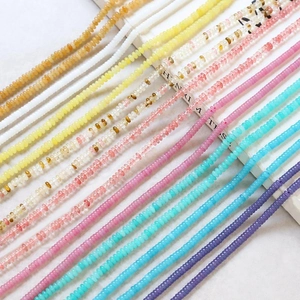 Handmade natural agate bead necklace with colorful translucent stones for DIY jewelry making