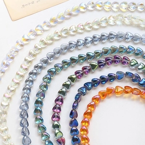 Vibrant aurora plated crystal heart beads in multiple colors for DIY jewelry making