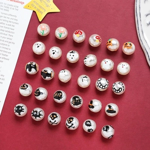 Halloween beads set with ghost and pumpkin prints for DIY jewelry making and crafts