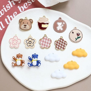 DIY charm set with bear, flower, and honey pot alloy pendants for jewelry making