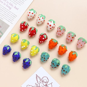 Handmade strawberry glass beads in various colors for DIY jewelry and crafts making