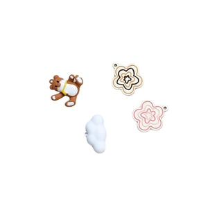 Cartoon bear and flower alloy pendants for DIY handmade jewelry and keychain making