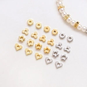 14k gold plated heart and floral spacer beads for DIY jewelry making and pearl designs
