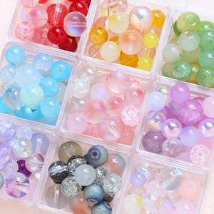 Pearlescent Lampwork Glass Bubble Beads DIY Jewelry Making Mixed Crackle Frosted Round Loose Beads For Bracelet Necklace Accessories