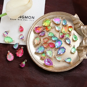 Vintage Colorful Zirconia Teardrop Pendants Copper Water Drop Charms For DIY Jewelry Making Necklaces Earrings