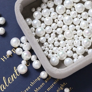 Round White Glass Imitation Artificial Pearl Beads With Iridescent Luster Drilled Loose Beads For DIY Jewelry Making Crafts Accessories