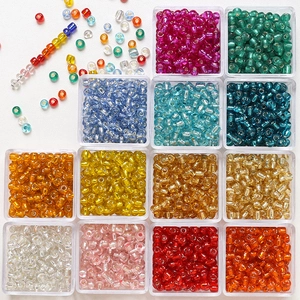 Round Glass Seed Beads Gold Foil Straight Hole Beads Jar Pack For DIY Bracelet Necklace Jewelry Making Handicraft Supplies