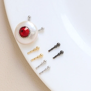 Gold-plated copper baroque pin accessories with red rhinestone and pearl base
