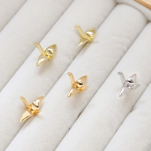 Cinq pendentifs grues en origami plaqué or 14K et argent pour la création de bijoux DIY
