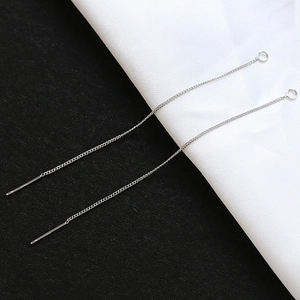 Detail of silver-plated copper ear wire chain with S925 needles for DIY jewelry making
