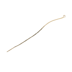 Minimalist gold plated drop chain earrings with white gemstone and needle design