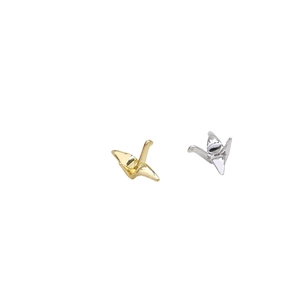 Pendentifs grues en origami plaqué or 14K et argent pour création de bijoux
