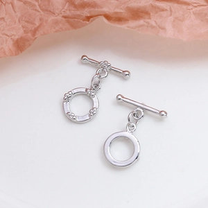Fermoir à bascule OT en métal argenté poli avec détails pour bijoux DIY