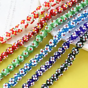 Colorful Millefiori glass flower beads for DIY jewelry making in various vibrant colors