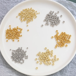 Cuentas espaciadoras de cobre chapado en oro con textura para creación de joyería DIY