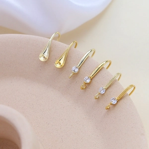 Ganchos para Pendientes de Cobre Bañado en Oro Real Creación Joyas DIY Fornituras con Strass Accesorios para Mujer