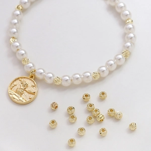 Cuentas Espaciadoras Redondas de Cobre Chapado en Oro 14K 18K Plata Texturizadas para Creación de Joyería DIY Collares Pulseras Pendientes Materiales