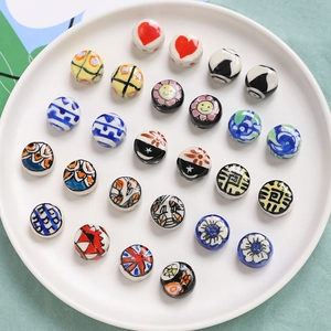 Handcrafted floral and heart pattern ceramic beads for DIY jewelry making and crafts