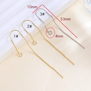 Detailed view of U-shaped gold-plated copper earring threads with 4mm connector loops