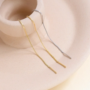 U-shaped S925 sterling silver ear threads in gold and silver finish for DIY jewelry