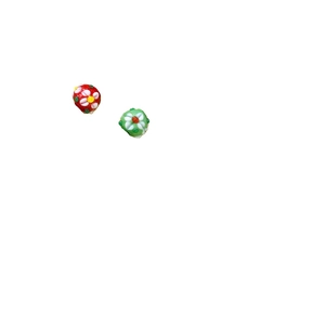 Handmade glass flower beads in red and green for DIY jewelry making necklaces and earrings