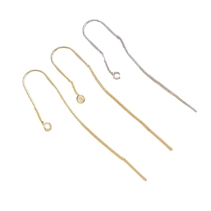 U-shaped gold and silver plated earring threaders with long chains and round bases