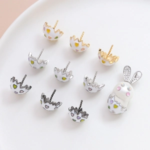DIY Χάλκινα Σμάλτο Καρδιά Τσόφλι Αυγού Charms Καρτούν Σπασμένο Αυγό για Αξεσουάρ Κατασκευής Κοσμημάτων Γυναικεία