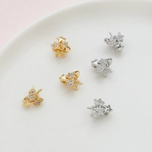 Gold- und Silber-Sternanhänger mit Zirkonia für DIY-Barock-Haarschmuck-Zubehör
