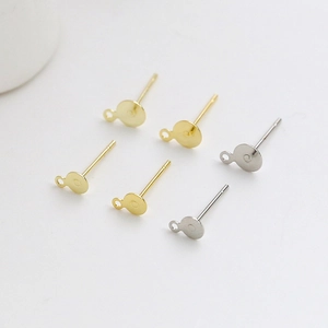 Gold Plated Copper Flat Pad Earring Posts With Loop For DIY Jewelry Making Findings Handmade Earrings Components Material