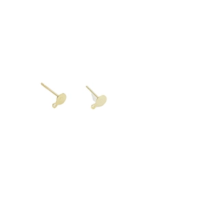 Gold plated earring posts with flat pad and hanging loop for DIY jewelry making